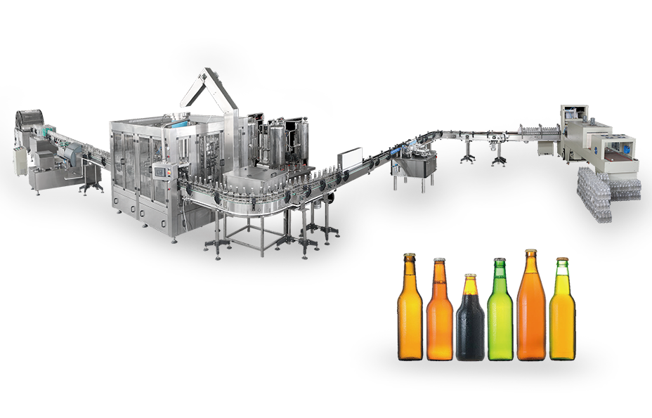 玻璃瓶含气饮料啤酒包装生产线